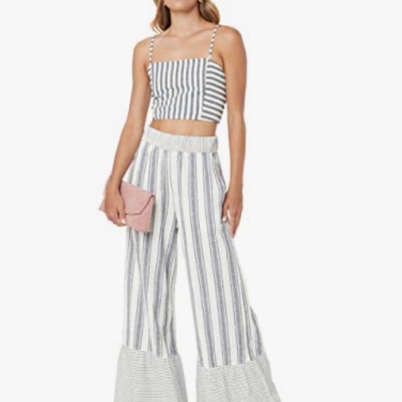 Tigerlily Navy and White Striped Wide-Leg Jumpsuit Women's Kapono Pant new - Picture 4 of 11